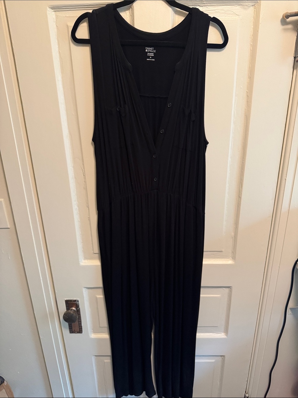 Market & Spruce Black Sleeveless Button-Front Jumpsuit